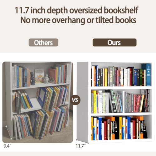 furtble 2-Tier Bookshelf, 24.5''H Wood Bookcase with Closed Back, Sturdy Modern Display Storage Shelf for Living Room, Home Office, or Study, White - size: 2-Tier-30.7W