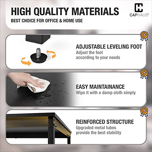 CAPHAUS 47 Inch Modern Computer Desk for Home Office, Gaming & Small Spaces - Compact Black Writing Desk, Easy Assembly, 220 lbs, P2 Board - size: 47 inch