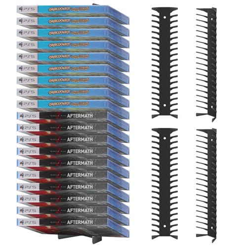 4 Pack Wall Mount DVD Storage Shelf for CD & Video Game Case, Holds 72 Disc | Heavy-Duty Metal CD Rack for PS5 PS4 Xbox Switch - Floating DVD Media Storage Holder & Game Organizer for Gaming Room - size: 4-Pack