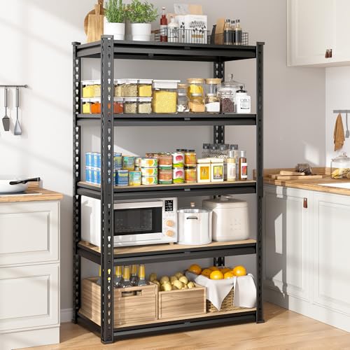 DurayLoly 5-Tier Storage Shelves, 1990LBS Adjustable Pantry Shelves, Metal Shelving Unit for Kitchen, Pantry, Closet, Laundry,Garage, 60.01" H x 28.01" W x 14.01" D - size: 60.01" H x 28.01" W x 14.01" D