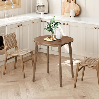 HOOBRO Bamboo Dining Table, Round Dining Table for 2, 27.5" Kitchen Table for Small Space, Writing Table, Easy to Assemble, for Dining Room, Living Room, Office, Kitchen, Apartment, Brown BR71CZ01G1 - color: Brown