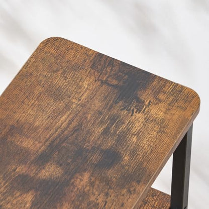 End Table, Narrow Side Table with 3 Fabric Drawers, Slim Nightstand, Small Bedside Table with Storage, Living Room, Bedroom, Rustic Brown HKET1300BR - color: Rustic Brown, size: 7.9" W x 15.7" D, style: No Power
