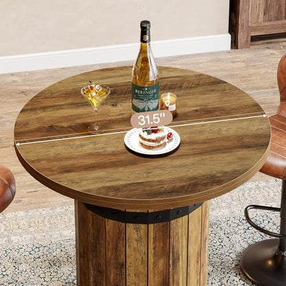 Tribesigns Round Bar Table, 39.4-Inch Bar Height, Bistro Pub Table for Kitchen, Living Room, Small Space, Light Brown (Only Table) - color: Light Brown
