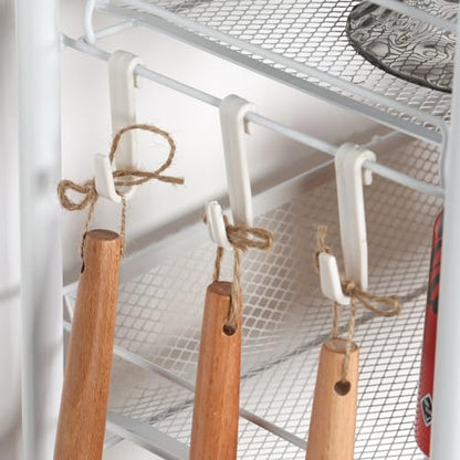 Fruit Vegetable Basket Storage Cart 5 Tier Stackable Metal Mesh Storage Basket with 360 Degree Wheels 41 Inch High Kitchen Storage Cart Snack Cart Kitchen Pantry Bathroom Cart (White) - color: White