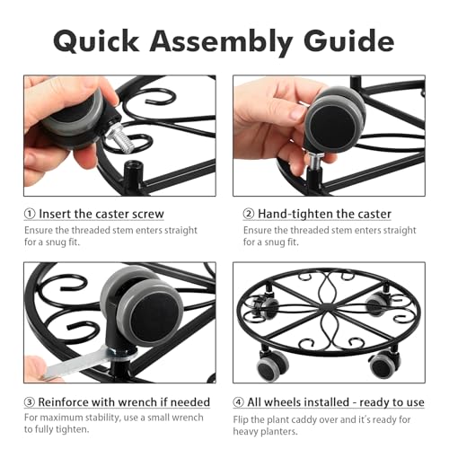 3 Pack Plant Caddy with Wheels Heavy Duty 11.8 Inches Metal Plant Stand with Wheels Plant Dolly Rolling Plant Stand Plant Roller with Casters for Indoor and Outdoor (3, Black) - color: Black