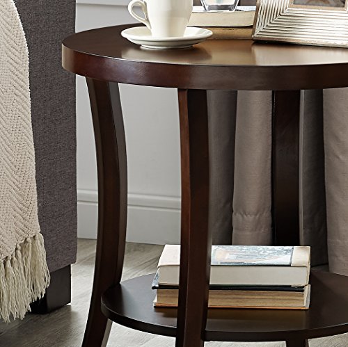 Roundhill Furniture Perth Contemporary Round End Table with Shelf, Espresso - color: Espresso