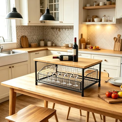 Microwave Stand, Kitchen Counter Top Organizer (Black) | kitchen Shelf Duty Stand , with Bottom Foldable Storage Basket, Small Storage Microwave Shelf - color: Black