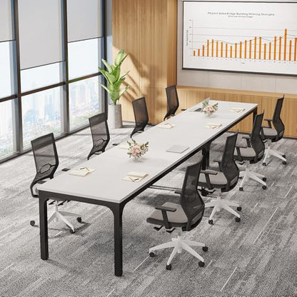 Tribesigns 6.5 FT Conference Room Table, 78.74" W x 27.56" D Large Office Conference Table, Modern Seminar Meeting Table Desk for Boardroom, Meeting Room (1, White and Black) - color: White and Black
