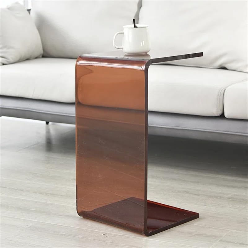 Acrylic End Table,C Shaped End Table, Acrylic Sofa Side Table, Bedside Table for Bedroom Small Simple Modern Coffee Table Suitable for Living Room - color: Brown