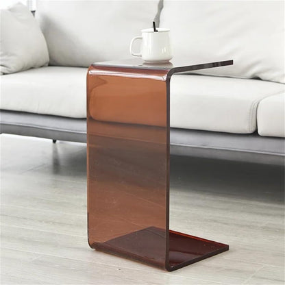 Acrylic End Table,C Shaped End Table, Acrylic Sofa Side Table, Bedside Table for Bedroom Small Simple Modern Coffee Table Suitable for Living Room - color: Brown