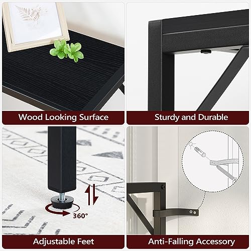 MAHANCRIS 43.7”Console Table with Outlet, Narrow Sofa Table with Charging Station, Entryway Table with Display Shelf, Behind Couch Table, Long Sofa Side Table, Living Room, Hallway, Black CTHB112E01 - color: Black