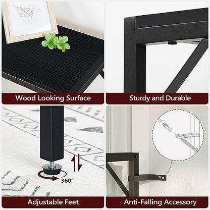 MAHANCRIS 43.7”Console Table with Outlet, Narrow Sofa Table with Charging Station, Entryway Table with Display Shelf, Behind Couch Table, Long Sofa Side Table, Living Room, Hallway, Black CTHB112E01 - color: Black