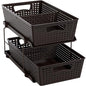 Simple Houseware 2 Tier Bathroom Organizer Tray Pull-Out Sliding Drawer, Under Sink Storage, Brown - color: Brown