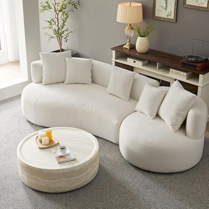31.49'' Round Coffee Table for Living Room Drum Coffee Table Modern Faux Travertine Stone Coffee Table for Apartment, No Need Assembly (Fiberglass Marble Pattern) - color: Faux Stone-round-31.49inch-travertine-coffee