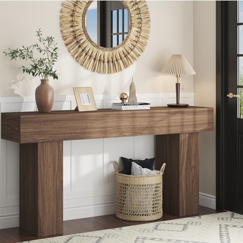 knoworld 63 Inch Long Console Table for Entryway, Farmhouse Wood Rectangular Sofa Table Behind Couch Table, Narrow Entryway Table for Living Room, Entrance, Hallway, Foyer, Easy Assembly (Brown) - color: Brown