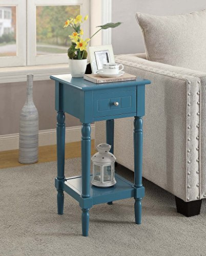 Convenience Concepts French Country Khloe 1 Drawer Accent End Table 14" - Traditional Farmhouse Side Table with Storage Drawer and Shelf for Living Room, Blue - color: Blue