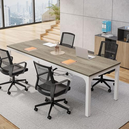 Tribesigns 6.5 FT Conference Room Table, 78.74" W x 27.56" D Large Office Conference Table, Modern Seminar Meeting Table Desk for Boardroom, Meeting Room (1, Gray) - color: Grey