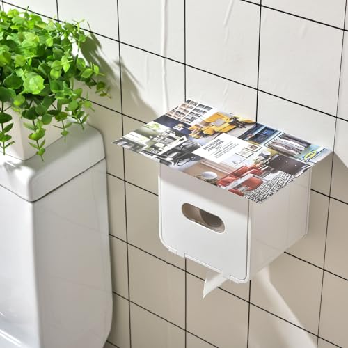 simpletome Toilet Paper Holder Wall Mount with Shelf Waterproof Adhesive or Drilling Install (White, ABS Plastic) - color: White, size: ABS Plastic