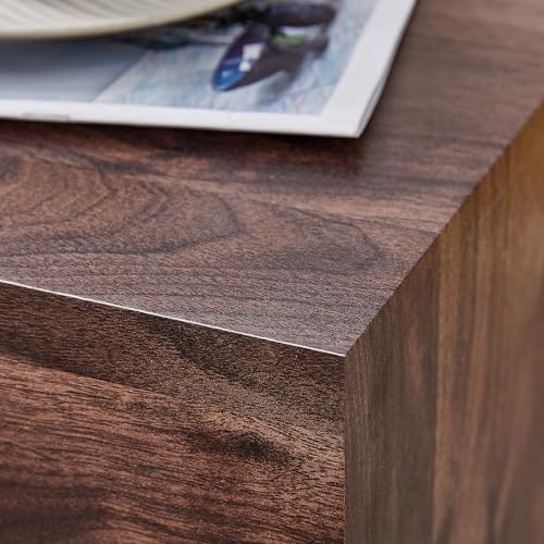 39" Rectangular Compact Coffee Table,Small Cube End Table,Modern Side Table with Stylish Wood Grain Pattern,Minimalist Accent Table for Living Room,Office,Apartment,Nightstand(Walnut,39") - color: Walnut,39.9"