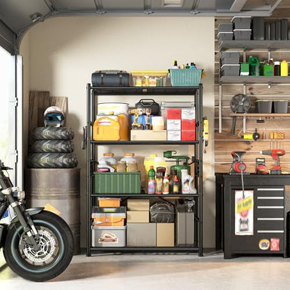 DurayLoly Storage Shelves 4-Tier Large Capacity Metal Shelving with Hooks, Heavy Duty Garage Shelving Unit with Leveling Feet, Stable Metal Shelves for Pantry, Kitchen and Closet,36" W x 12" D x 60" H - size: 36" W x 12" D x 60" H (4T)