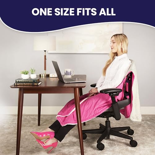 The Original Office Chair Blanket by SnuggleBack; Cozy Comfy Office Desk Chair Wrap Attaches for Hands-Free Warmth. Stay Warm In The Winter or Summer. (Grey Pattern Fleece) - color: Grey Pattern Fleece