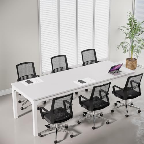 Tribesigns 6.5 FT Conference Room Table, 78.74" W x 27.56" D Large Office Conference Table, Modern Seminar Meeting Table Desk for Boardroom, Meeting Room (1, White) - color: White