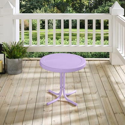 Crosley Furniture Griffith Weather Resistant Retro Metal Outdoor Side Table for Patio, Deck, Porch, Lavender Gloss - color: Lavender Gloss