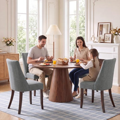 COLAMY Upholstered Dining Chairs Set of 6, Mid Century Modern Kitchen Chairs with Back, Farmhouse Fabric Side Dining Room Chairs with Wood Legs for Dining Room Restaurant, Light Grey - color: Light Grey, size: Set of 6