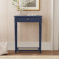 East at Main Lenora Navy Narrow Console Table for Entryway with Drawer | 23.75-inch slim hallway table with cane shelf, solid wood frame, navy finish, traditional furniture for small spaces - color: Navy