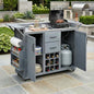 Modern 60.2''W Outdoor Kitchen Island with Wheels, Rolling Patio BBQ Kitchen Cart with Stainless Steel Top, Wood Grill Cart with Spice Rack&Wine Rack,2 Drawers, Gray - style: Gray