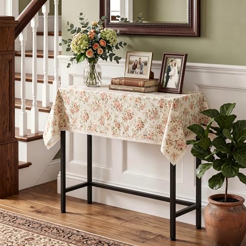 Sturdy Console Table with 98 lb Capacity, Stable Wobble-Free Design for Living Room and Entryway, Heavy Duty Metal Frame, Easy Assembly, 29.5 Inch Narrow Sofa Table, Rustic Brown