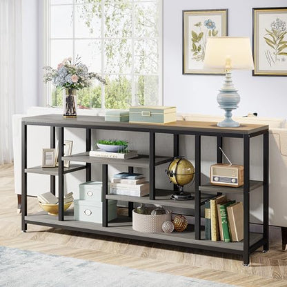 Tribesigns Console Sofa Table, 70.9 inch Extra Long Console Table Behind Couch with Storage Shelves, 3-Tier Modern Narrow Entryway Hallway Accent Table for Living Room, Grey - color: Grey