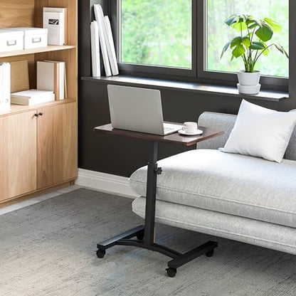 Seville Classics WEB162 Mobile Laptop Computer Desk Cart Height-Adjustable from 20.5" to 33", Slim, Walnut - color: Walnut, size: Flat (24") (NEW MODEL)
