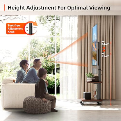 Mobile TV Cart on Wheels,Height Adjustable Rolling TV Stand for 32-85 inch TVs,with 5-Level Lift,35° Swivel,Portable Media Cart for Office,Outdoor - style: Style 3