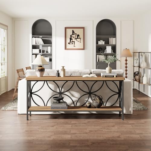 Tribesigns 70.9-Inch Narrow Sofa Table, FarmhouseLong Sofa Table Behind Couch, Entry Console Table with Storage for Entryway, Living Room, Foyer, Unique Design, Oak - color: Oak
