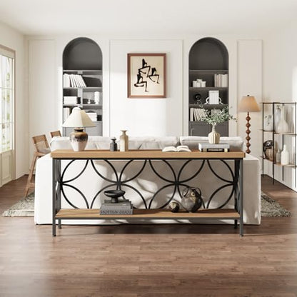 Tribesigns 70.9-Inch Narrow Sofa Table, FarmhouseLong Sofa Table Behind Couch, Entry Console Table with Storage for Entryway, Living Room, Foyer, Unique Design, Oak - color: Oak
