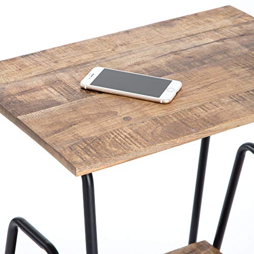 ClickDecor Cooper Industrial Side Table, Solid Wood Modern Farmhouse Rustic Accent with Black Metal Hairpin Legs, Living Room Storage, Brown
