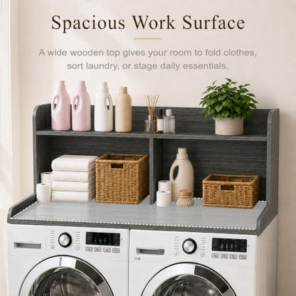 Royxen Laundry Countertop with 20“ Shelf Universal Fit, Washer and Dryer Countertop with Storage Space, Eucalyptus - color: Eucalyptus