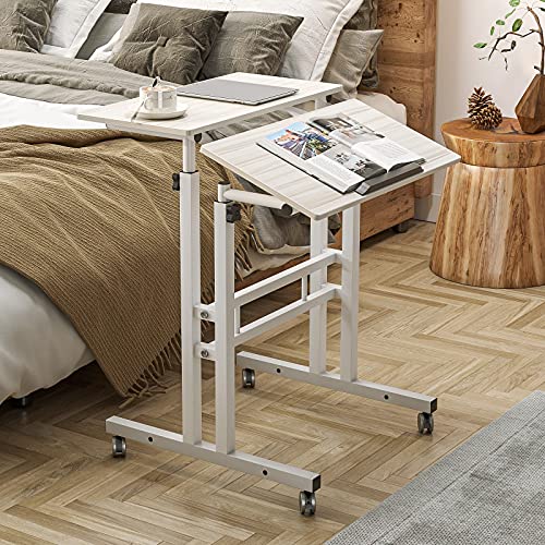 SogesHome Adjustable Laptop Desk Table 23.6inches Portable Laptop Table Computer Stand Desk Cart Tray Table, White Maple - color: Maple, size: 23.6''