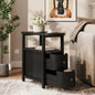 LITTLE TREE Solid Wood End Table with 2 Drawers & Open Shelf, No Assembly Required Side Table for Living Room, Black Couch Side Tables, Slim Bedside Table Nightstand for Bedroom - color: Black