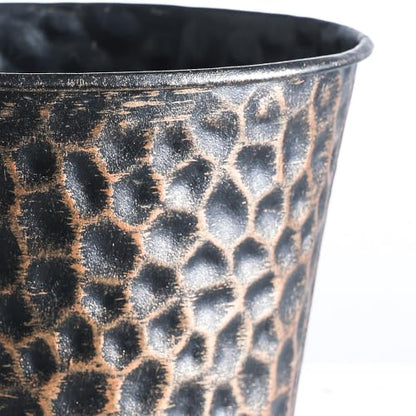 6in Metal Copper Planter Set of 2, Hammered Plant Pots 6" H×7" W, Built-in Tray & Inner Pots, Use as Vase/Candle Holder/Christmas Decor, Includes Pebbles, for Indoor/Outdoor Plants