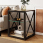 Bellemave 1 piece Side Table for Bedroom & Living Room, Modern End Table with 3-Tier Storage Shelve, Tempered Glass & Wood MDF, X-Frame Metal Support, Nightstand for Small Spaces, Natural - style: with glass