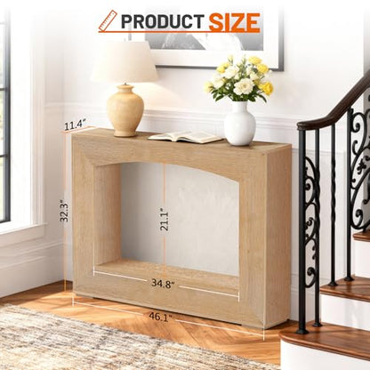 Sonharlar 46 Inch Entryway Table U-Shaped, Wooden Console Table with Socket Farmhouse Sofa Table for Entrance, Hallway, Living Room,Behind Couch((Oak Brown) - color: Oak Brown, size: 46IN U