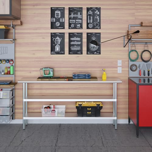 Stainless Steel Work Table with 2 Shelves | Metal Utility Table | Commercial & Residential NSF Utility (Stainless Steel Table with 2 Shelves, 72" Long x 14" Deep) - size: 72" Long x 14" Deep
