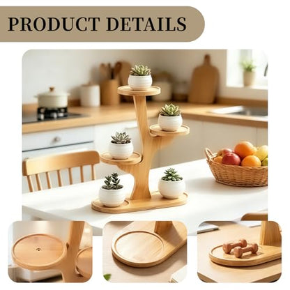 window shelf for plants - 4 Tier bamboo plant stand for Indoor | small plant stand & narrow plant stand for Windowsills