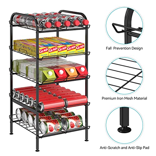 Water Bottle Organizer 5 Tier FreeStanding Water Bottle Storage Shelf Adjustable Water Bottle Holder Stand Metal Beverage Can Rack for Pantry Kitchen Party Black - size: 5 TIER