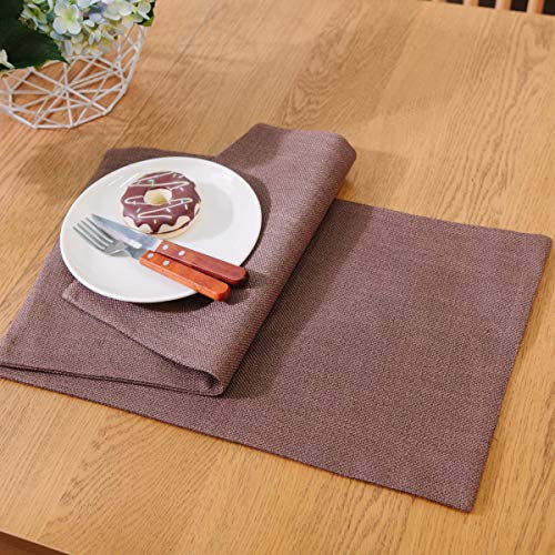 4 Piece Soft Handmade Faux Linen Place Mats Heat Resistant Dining Table Place Mats Kitchen Table Mats 12 x 18 Coffee Brown - color: Coffee Brown, size: Rectangular Placemats 12" x 18"
