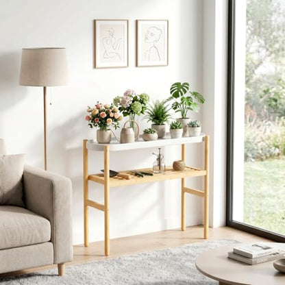 Wisuce Bamboo Shelf Indoor, 2 Tier Window Tall Stand Table for Multiple Plants…