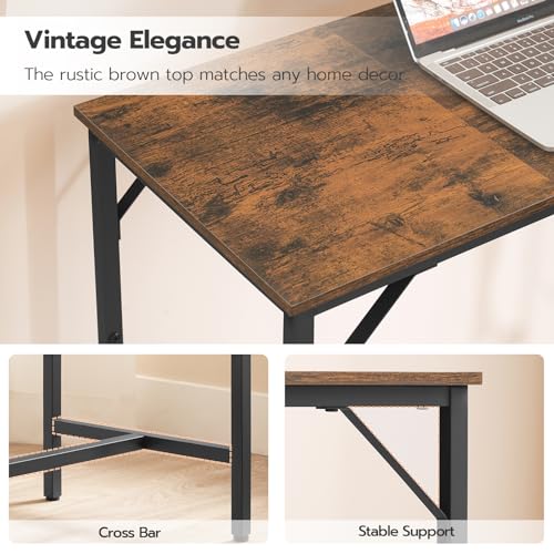 HOOBRO Bar Table with Charging Station, Rectangular Pub Table, High Top Coffee Table, Counter Bar Height Table, Narrow Long Dining Table, 35.4" L x 15.7" W x 35.6" H, Rustic Brown and Black BF90UBT01 - color: Rustic Brown + Black