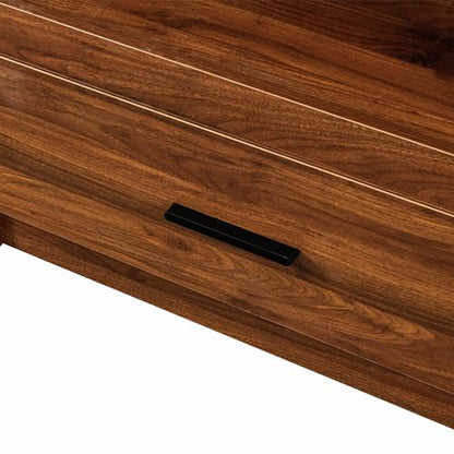 70.87" Tall Kitchen Pantry Storage Cabinet with Pull-Out Shelf, Glass Doors, 2 Drawers & Side Shelves, Freestanding Wood Hutch Cupboard with Microwave Stand for Dining Room, Coffee Bar, Walnut - color: 04 Walnut